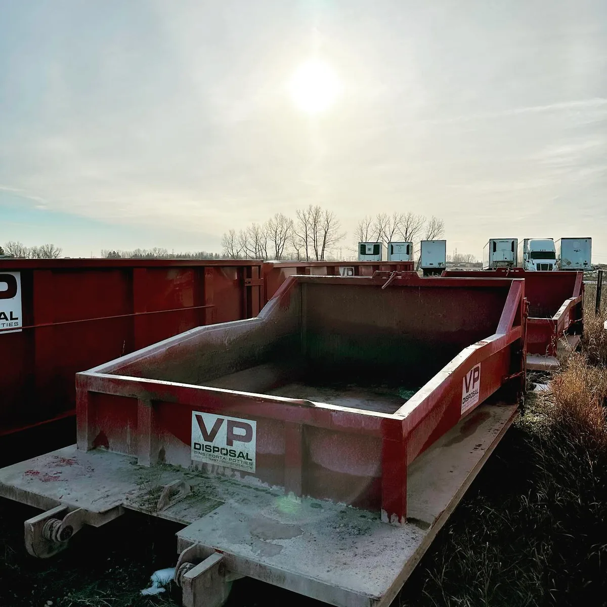 A VP Disposal concrete washout bin on a job site